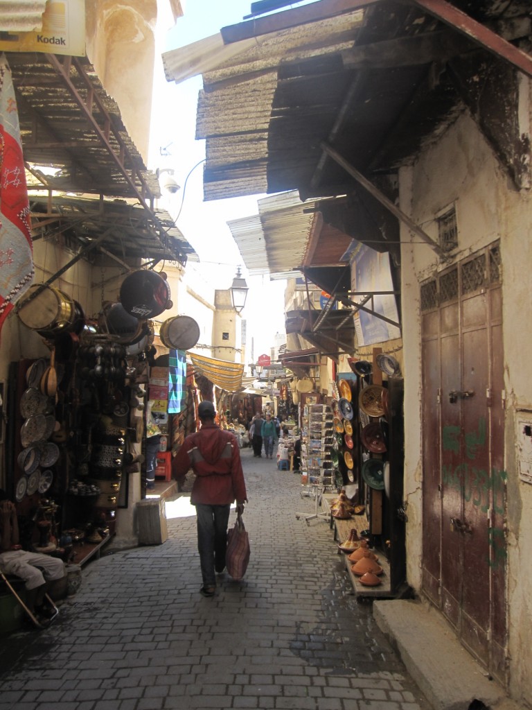 A street in the medina in Fez. The Rabat medina was very similar, but not as hectic.