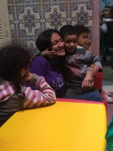 Yusuf, one of the little kids at the nursery, would not let go of me!